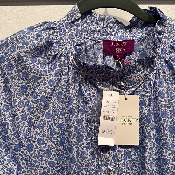 NWT J Crew Liberty Fabric Blue Floral Ruffle Mini Dress - Picture 6 of 9